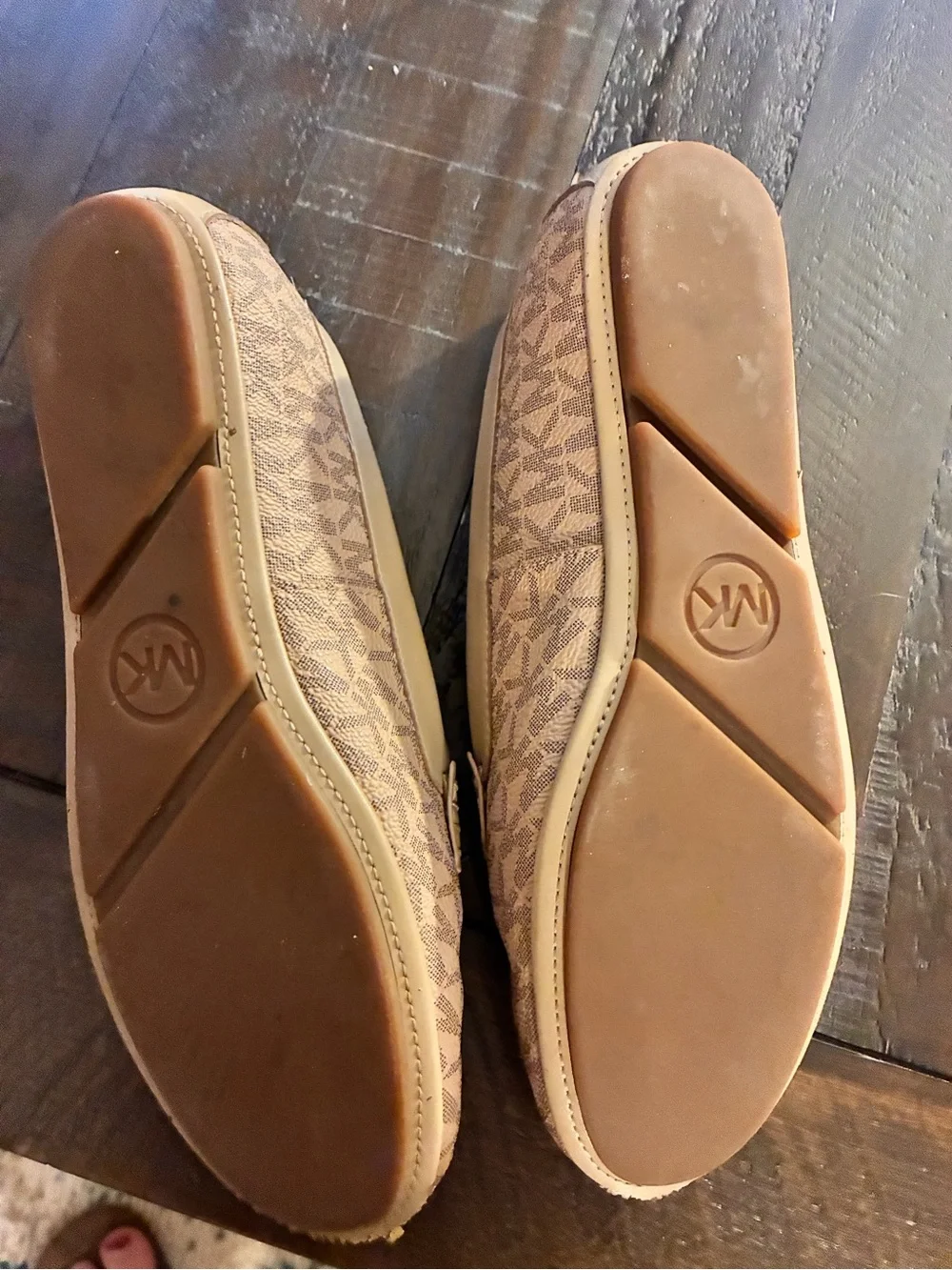 Michael Kors Beige/Tan MK Logo Penny Loafers